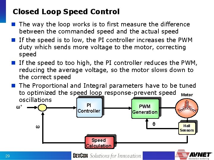 Closed Loop Speed Control n The way the loop works is to first measure
