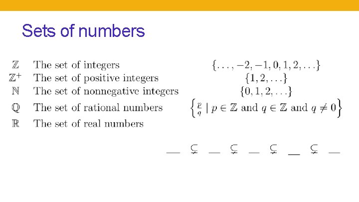 Sets of numbers 