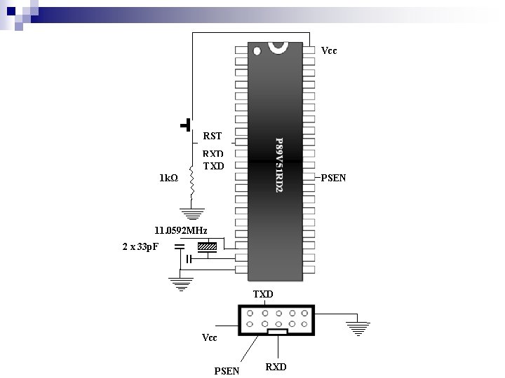 Vcc RST RXD TXD 1 kΩ PSEN 11. 0592 MHz 2 x 33 p.