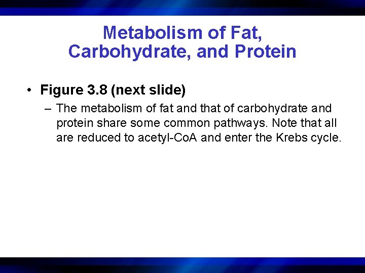 Metabolism of Fat, Carbohydrate, and Protein • Figure 3. 8 (next slide) – The