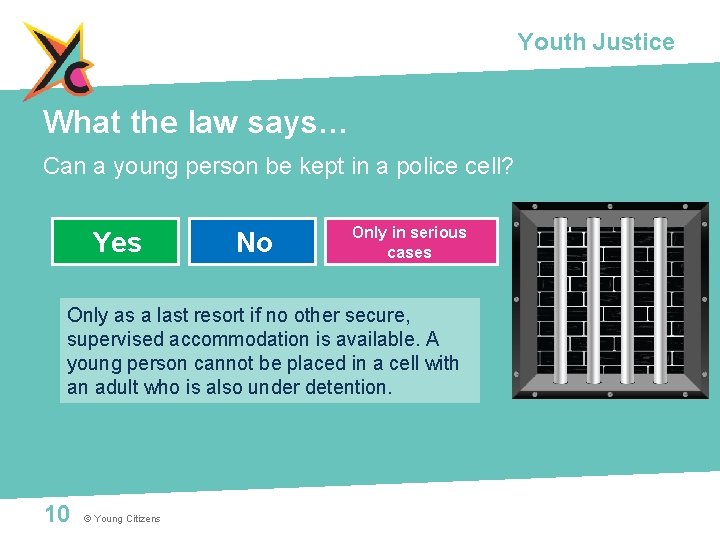 Youth Justice What the law says… Can a young person be kept in a