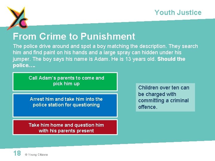 Youth Justice From Crime to Punishment The police drive around and spot a boy