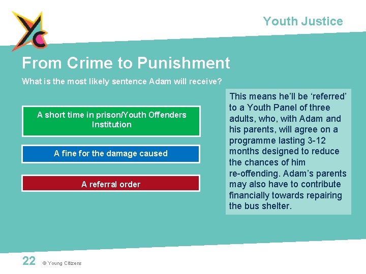 Youth Justice From Crime to Punishment What is the most likely sentence Adam will