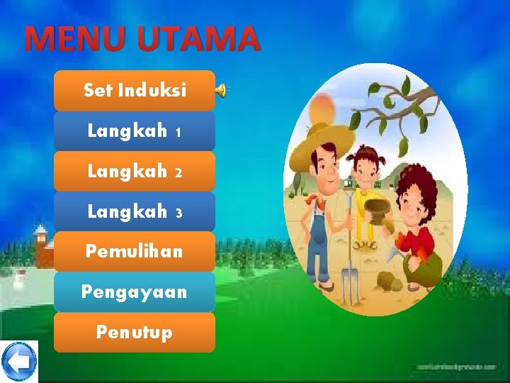 MENU UTAMA Set Induksi Langkah 1 Langkah 2 Langkah 3 Pemulihan Pengayaan Penutup 