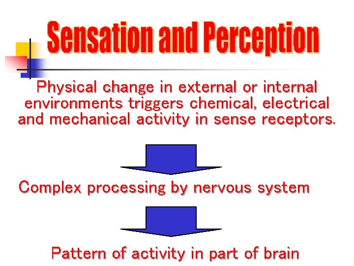 Physical change in external or internal environments triggers chemical, electrical and mechanical activity in