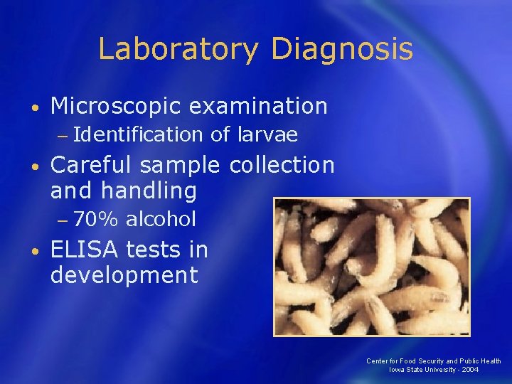 Laboratory Diagnosis • Microscopic examination − Identification • Careful sample collection and handling −