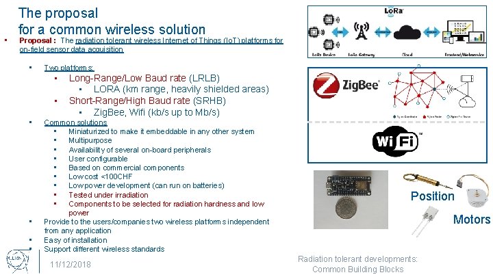  • The proposal for a common wireless solution Proposal : The radiation tolerant