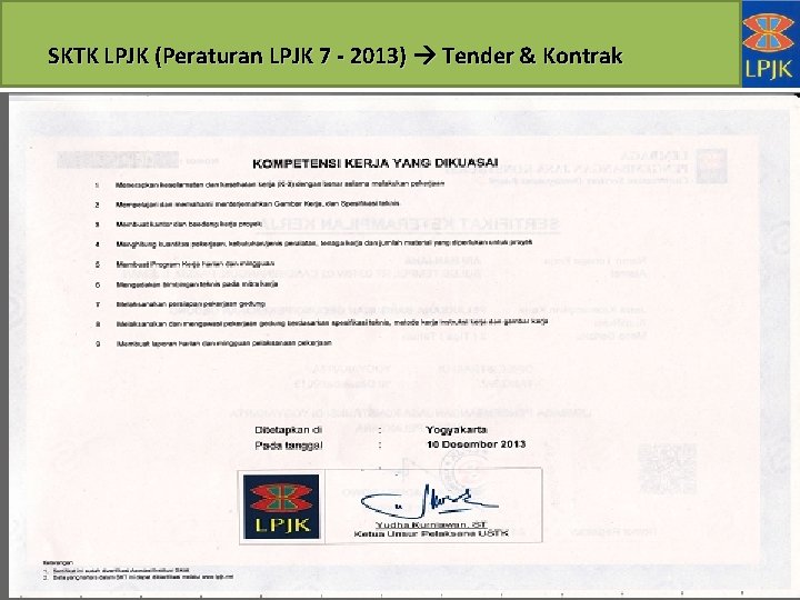 SKTK LPJK (Peraturan LPJK 7 - 2013) Tender & Kontrak 