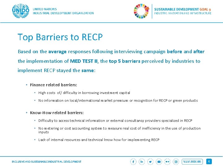 Top Barriers to RECP Based on the average responses following interviewing campaign before and