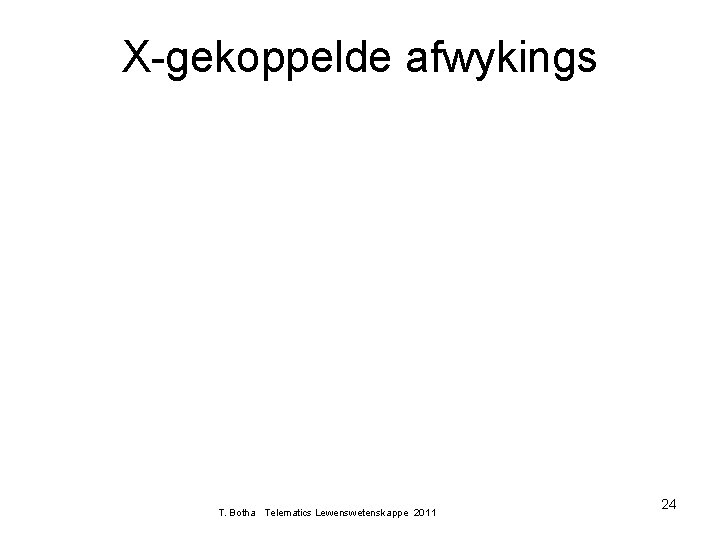 X-gekoppelde afwykings T. Botha Telematics Lewenswetenskappe 2011 24 
