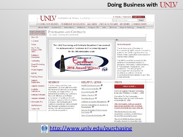 Doing Business with http: //www. unlv. edu/purchasing 