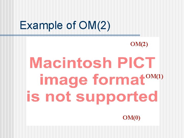 Example of OM(2) OM(1) OM(0) 