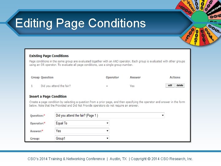 Editing Page Conditions CSO’s 2014 Training & Networking Conference | Austin, TX | Copyright