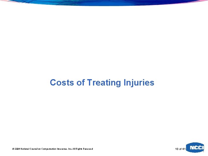 Costs of Treating Injuries 2006 National Council on Compensation Insurance, Inc. All Rights Reserved