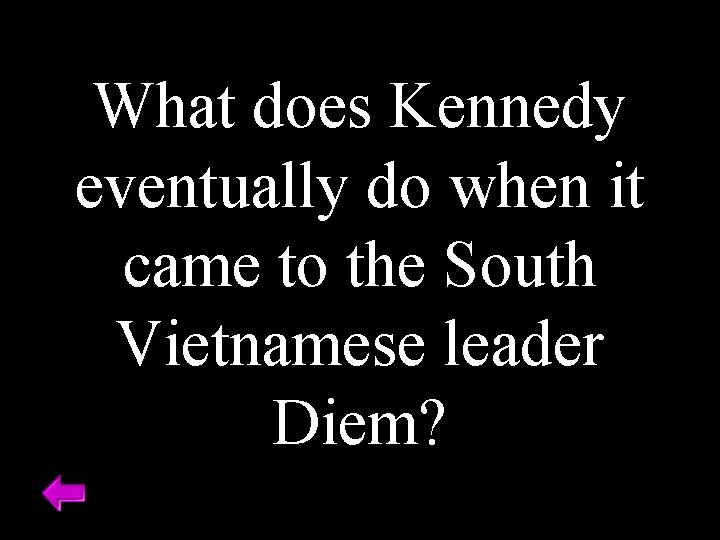 What does Kennedy eventually do when it came to the South Vietnamese leader Diem?