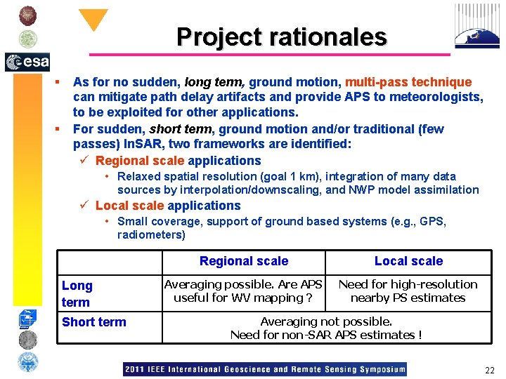 Project rationales § § As for no sudden, long term, ground motion, multi-pass technique