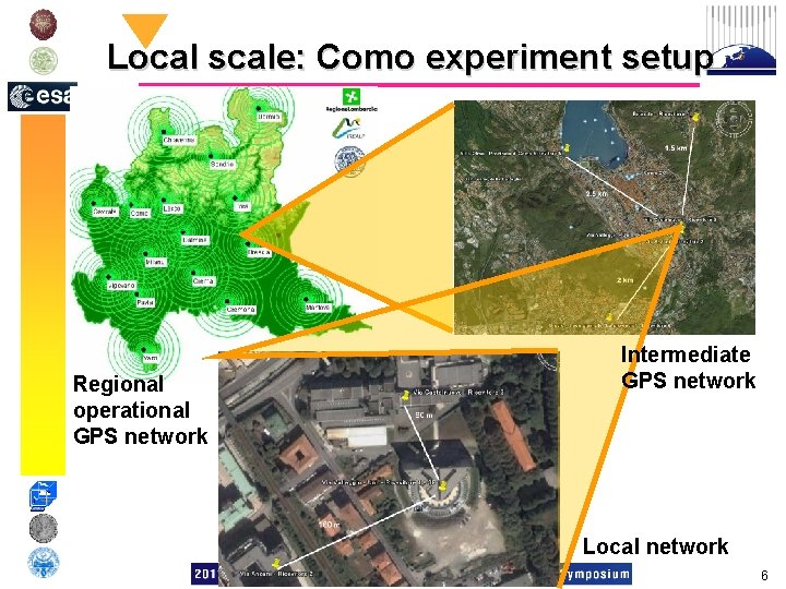 Local scale: Como experiment setup Regional operational GPS network Intermediate GPS network Local network