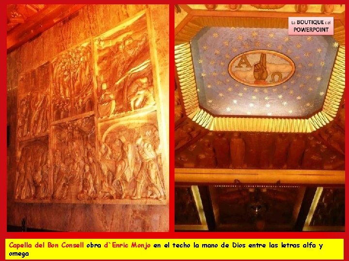 Capella del Bon Consell obra d`Enric Monjo en el techo la mano de Dios