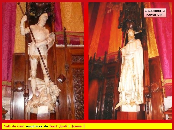Saló de Cent esculturas de Sant Jordi i Jaume I 