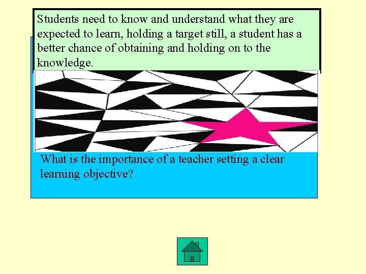 Students need to know and understand what they are expected to learn, holding a