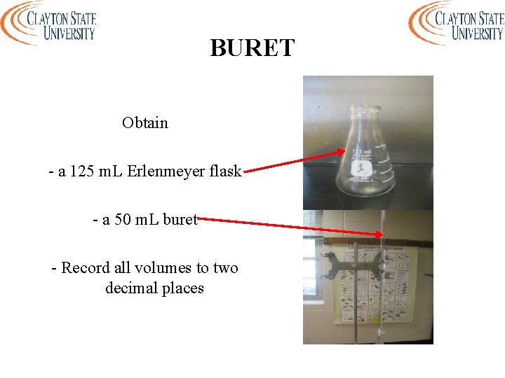 BURET Obtain - a 125 m. L Erlenmeyer flask - a 50 m. L