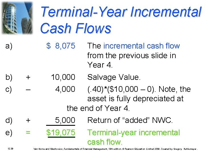 Terminal-Year Incremental Cash Flows a) $ 8, 075 b) + 10, 000 c) –