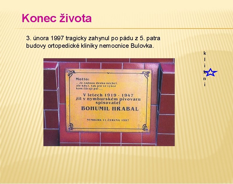 Konec života 3. února 1997 tragicky zahynul po pádu z 5. patra budovy ortopedické