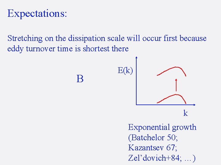 Expectations: Stretching on the dissipation scale will occur first because eddy turnover time is