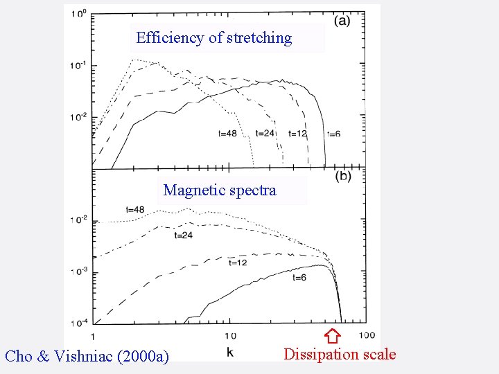 Efficiency of stretching Magnetic spectra Cho & Vishniac (2000 a) Dissipation scale 