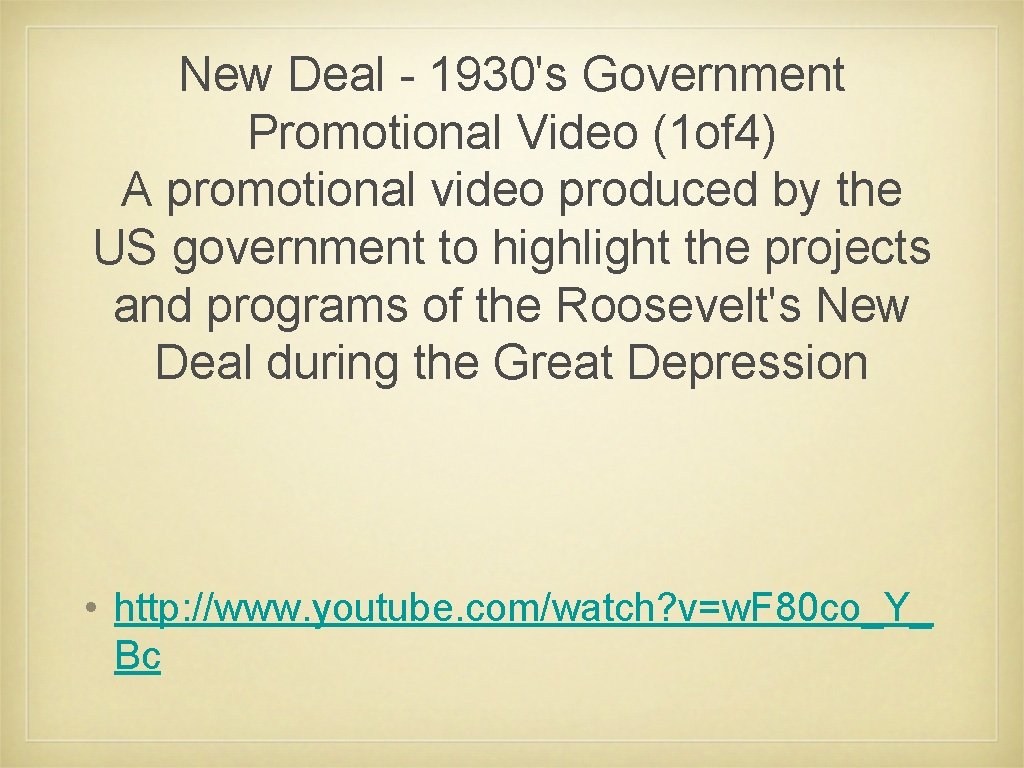 New Deal - 1930's Government Promotional Video (1 of 4) A promotional video produced