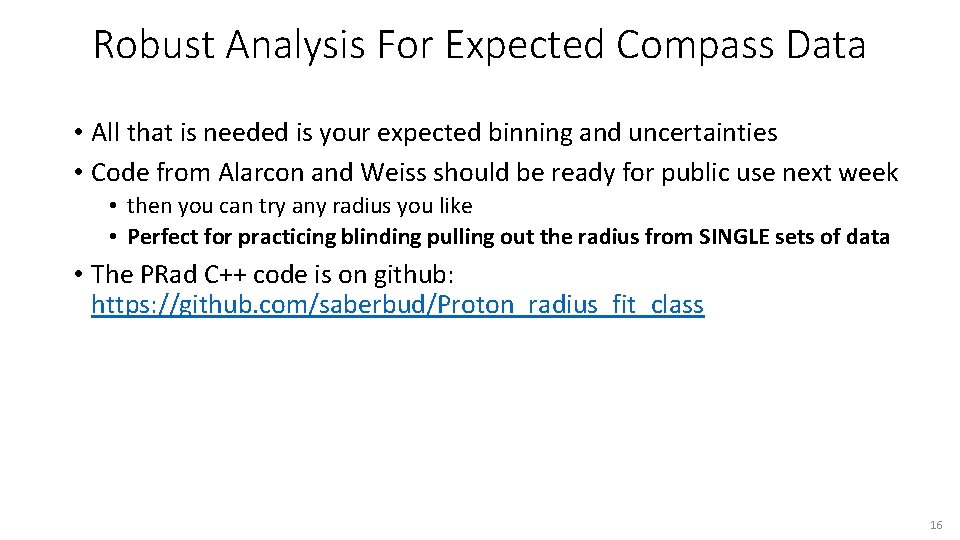 Robust Analysis For Expected Compass Data • All that is needed is your expected