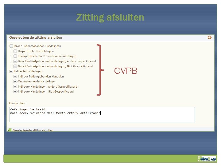 Zitting afsluiten CVPB 