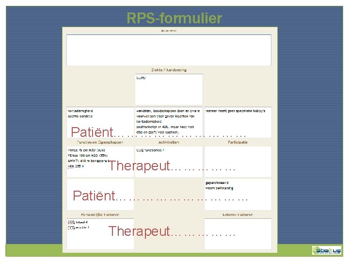 RPS-formulier Patiënt………………………… Therapeut…………… 