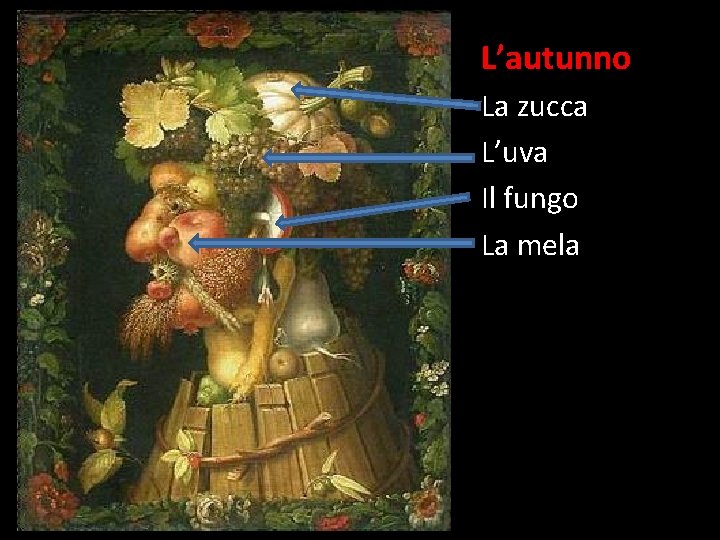 L’autunno La zucca L’uva Il fungo La mela 