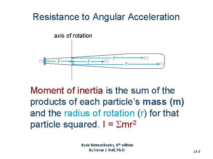 Resistance to Angular Acceleration axis of rotation m r r m m Moment of