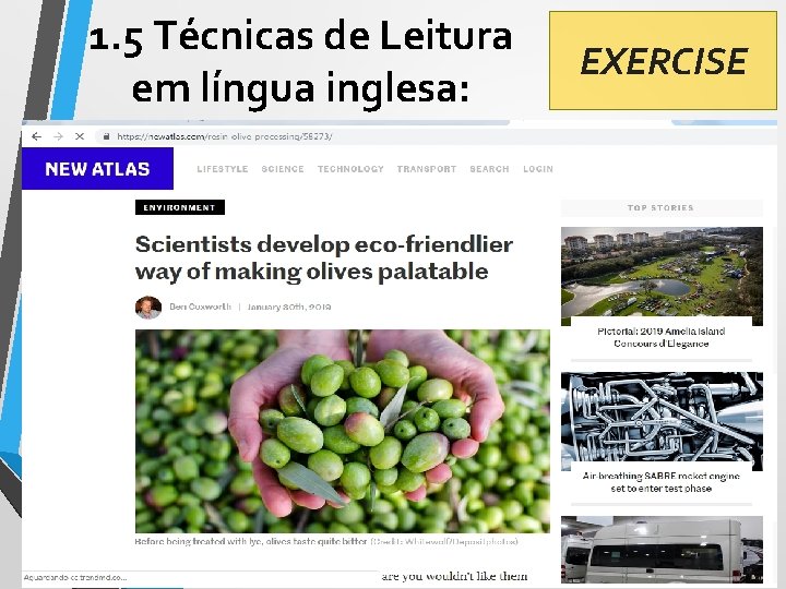1. 5 Técnicas de Leitura em língua inglesa: EXERCISE 