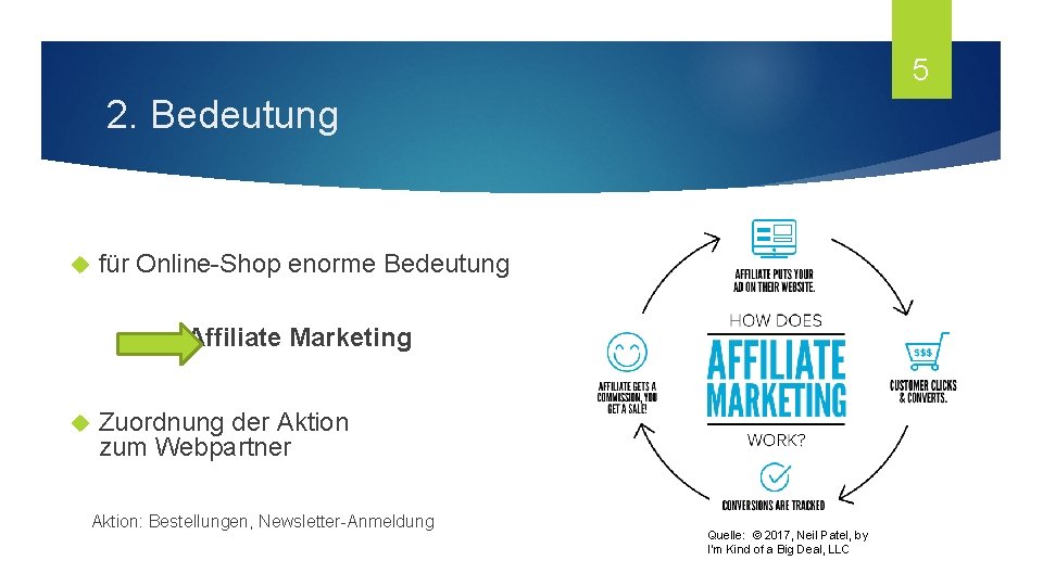 5 2. Bedeutung für Online-Shop enorme Bedeutung Affiliate Marketing Zuordnung der Aktion zum Webpartner