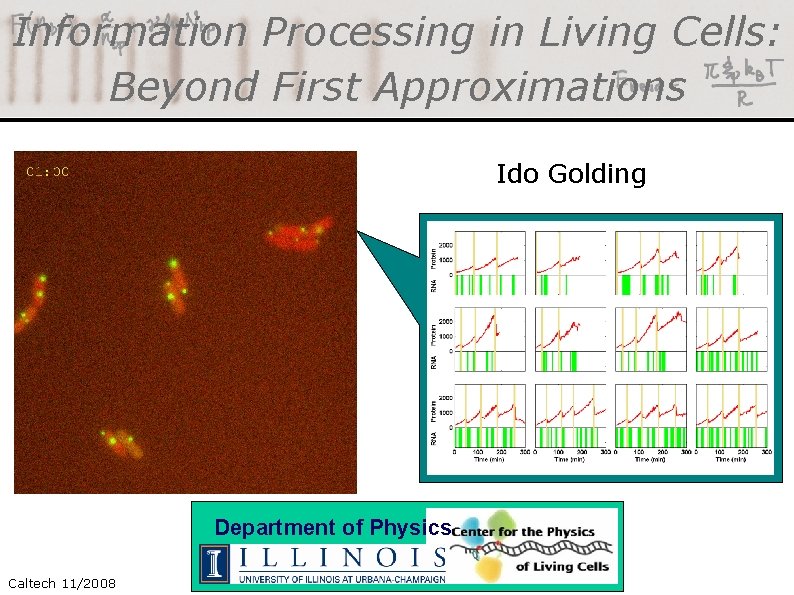 Information Processing in Living Cells: Beyond First Approximations Ido Golding Department of Physics Caltech