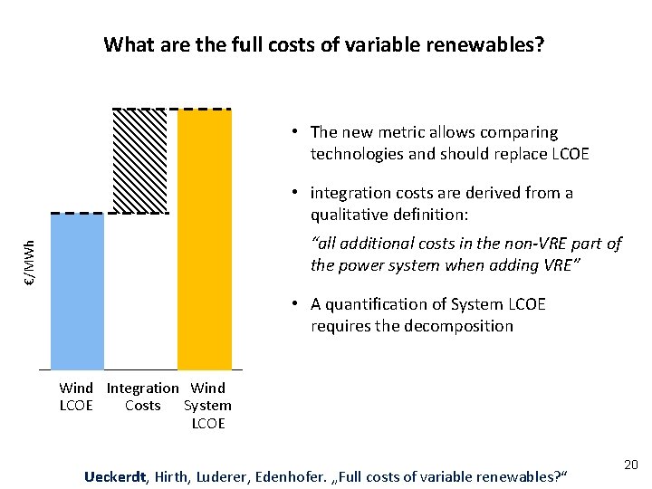 What are the full costs of variable renewables? • The new metric allows comparing