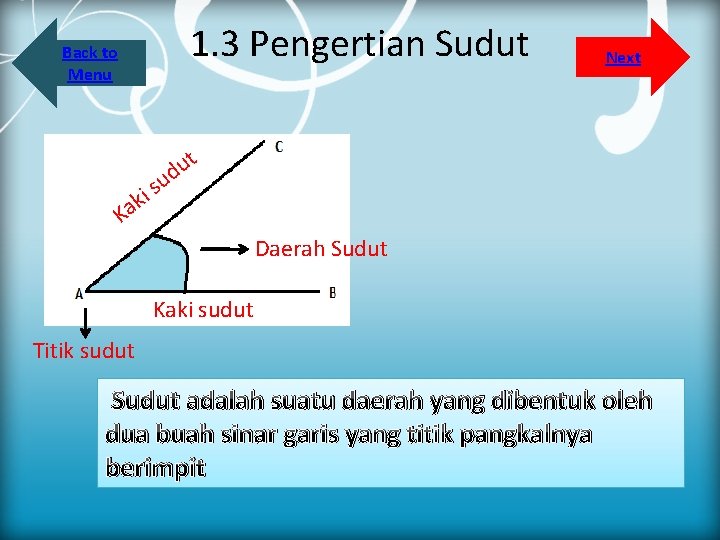 1. 3 Pengertian Sudut Back to Menu i k Ka Next t u d