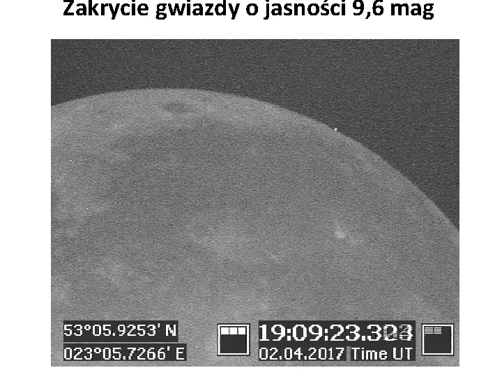 Zakrycie gwiazdy o jasności 9, 6 mag 