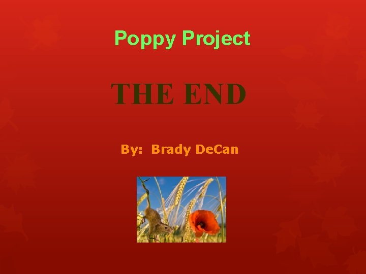 Poppy Project THE END By: Brady De. Can 