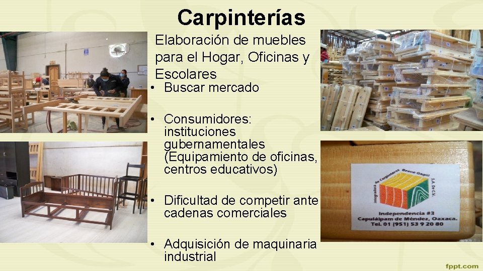 Carpinterías Elaboración de muebles para el Hogar, Oficinas y Escolares • Buscar mercado •