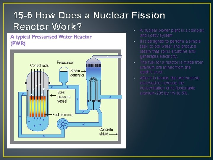 15 -5 How Does a Nuclear Fission Reactor Work? • A nuclear power plant