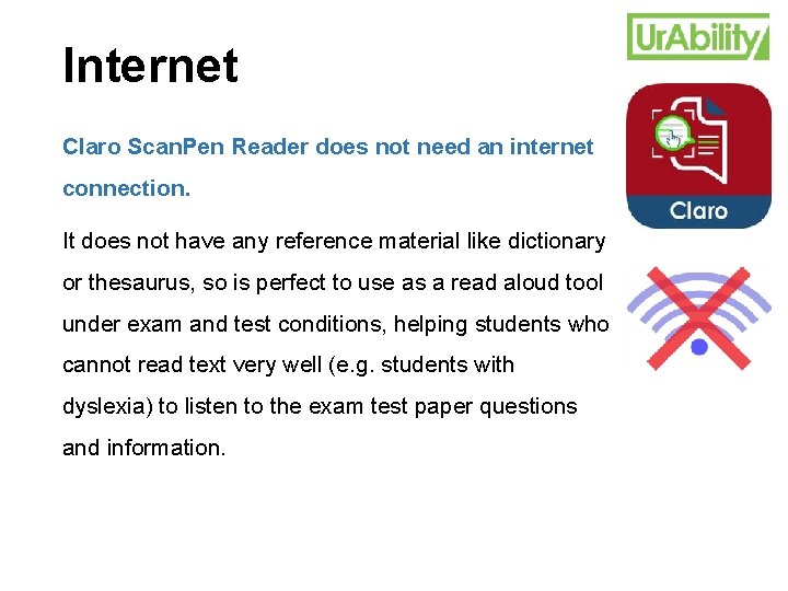Internet Claro Scan. Pen Reader does not need an internet connection. It does not