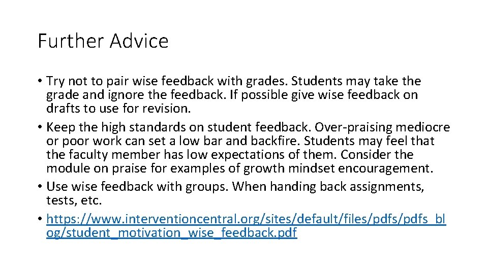 Wise Feedback for Academic Growth Amanda Gustafson MA