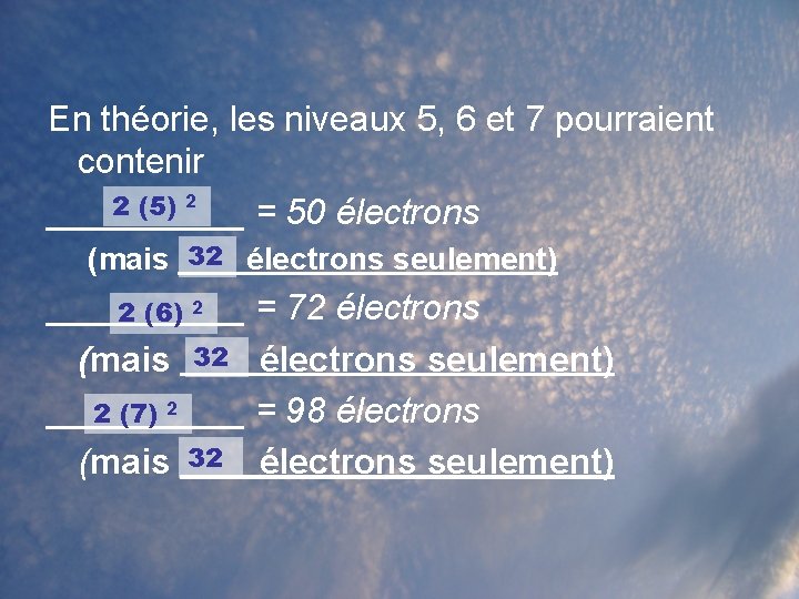 En théorie, les niveaux 5, 6 et 7 pourraient contenir 2 2 (5) _____ En théorie, les niveaux 5, 6 et 7 pourraient contenir 2 2 (5) _____