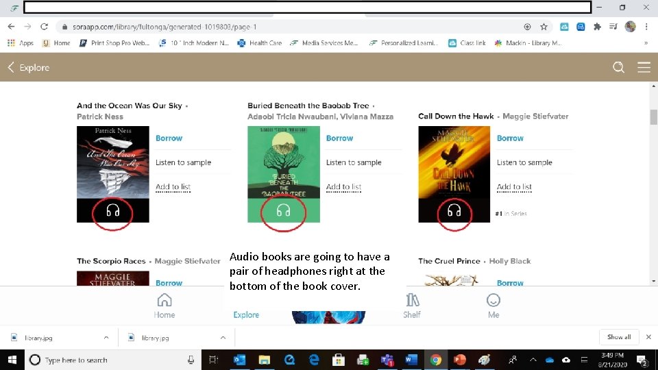 Audio books are going to have a pair of headphones right at the bottom