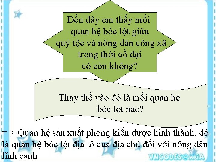Đến đây em thấy mối quan hệ bóc lột giữa quý tộc và nông