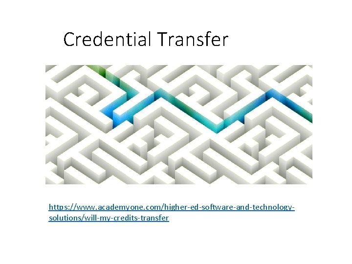 Credential Transfer https: //www. academyone. com/higher-ed-software-and-technologysolutions/will-my-credits-transfer 